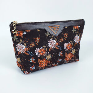 Factory custom logo Luxury stripe Corduroy floral print small Cosmetic Bag Lightweight travel makeup bag for Gift