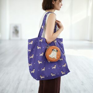 Integrating Design Kit Animal dog embroidery pattern cartoon hanging bag shopping bag cosmetic bag set makeup bag metal chain