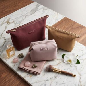 Wholesale Soft Suede Makeup Pouch Versatile Crossbody Vanity Bag Luxury Fabric Cosmetic Organizer for Brand OEM