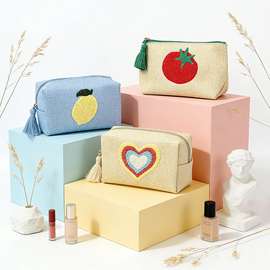 Fruit embroidery straw bag reference