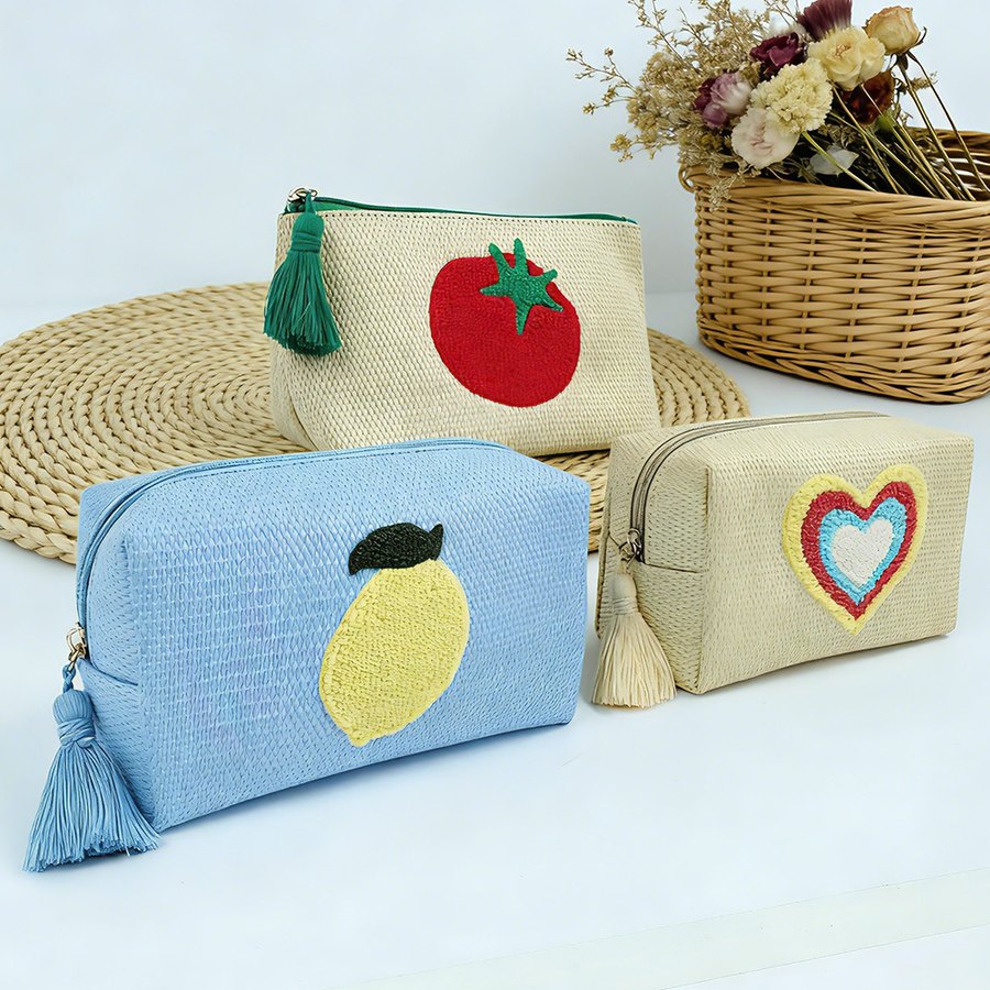 Logo ready raffia pouch reference