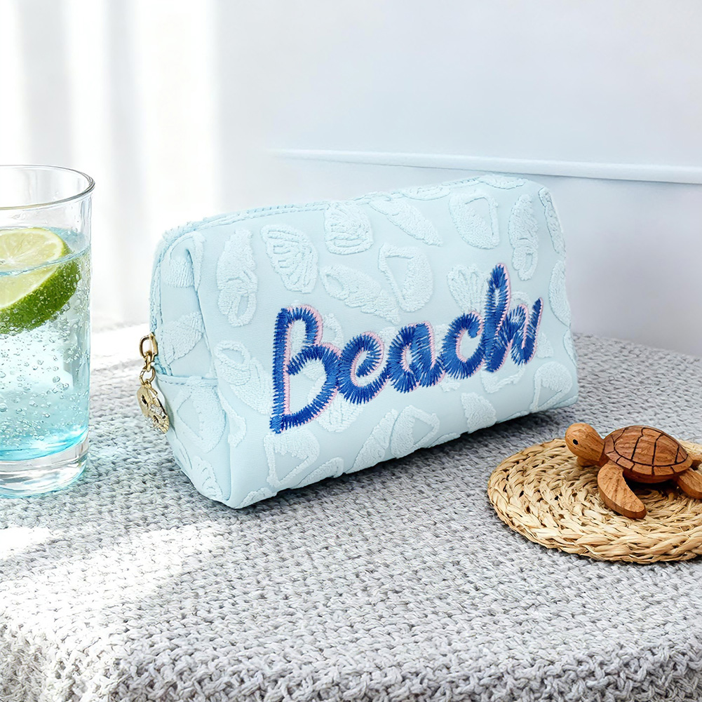 Jacquard terry pouch with embroidery logo