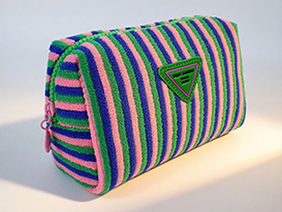 Colorful striped terry cosmetic bag reference