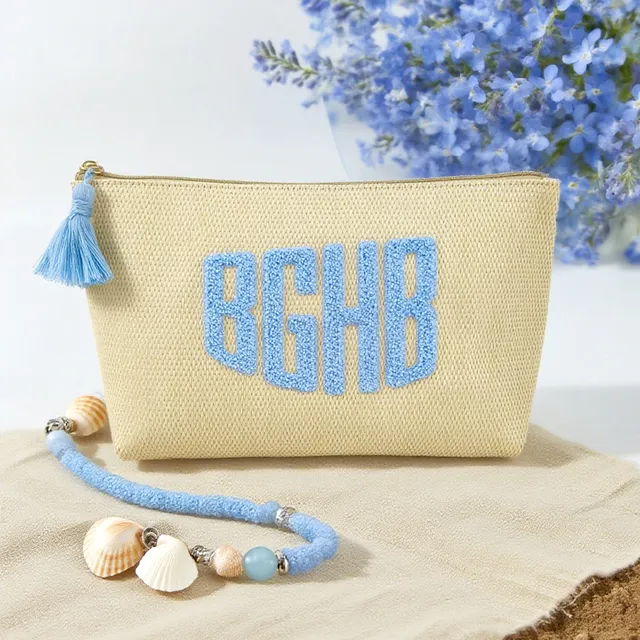 BG-RAF-013 straw raffia cosmetic bag