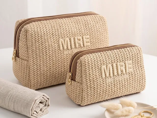 BG-2581L / BG-2581S straw raffia cosmetic bag